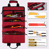 Maxbell Roll up Tool Bag Organizer with 5 Zippered Pockets for Mechanic Carpenter Red