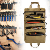 Maxbell Roll up Tool Bag Organizer with 5 Zippered Pockets for Mechanic Carpenter Khaki