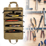 Maxbell Roll up Tool Bag Organizer with 5 Zippered Pockets for Mechanic Carpenter Khaki