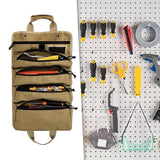Maxbell Roll up Tool Bag Organizer with 5 Zippered Pockets for Mechanic Carpenter Khaki
