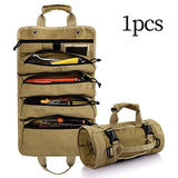 Maxbell Roll up Tool Bag Organizer with 5 Zippered Pockets for Mechanic Carpenter Khaki