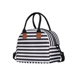 Maxbell Insulated Lunch Bag Durable Lunch Box for Camping Outdoor Travel Black White Stripes