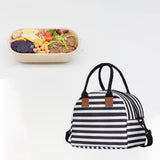 Maxbell Insulated Lunch Bag Durable Lunch Box for Camping Outdoor Travel Black White Stripes