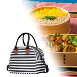 Maxbell Insulated Lunch Bag Durable Lunch Box for Camping Outdoor Travel Black White Stripes