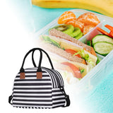 Maxbell Insulated Lunch Bag Durable Lunch Box for Camping Outdoor Travel Black White Stripes