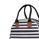 Maxbell Insulated Lunch Bag Durable Lunch Box for Camping Outdoor Travel Black White Stripes