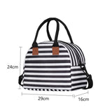 Maxbell Insulated Lunch Bag Durable Lunch Box for Camping Outdoor Travel Black White Stripes