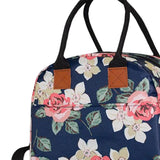 Maxbell Insulated Lunch Bag Durable Lunch Box for Camping Outdoor Travel Dark Blue Rose
