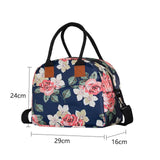 Maxbell Insulated Lunch Bag Durable Lunch Box for Camping Outdoor Travel Dark Blue Rose