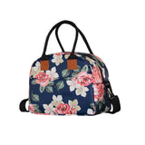 Maxbell Insulated Lunch Bag Durable Lunch Box for Camping Outdoor Travel Dark Blue Rose