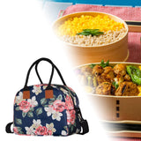 Maxbell Insulated Lunch Bag Durable Lunch Box for Camping Outdoor Travel Dark Blue Rose