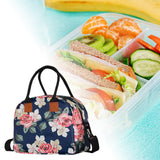 Maxbell Insulated Lunch Bag Durable Lunch Box for Camping Outdoor Travel Dark Blue Rose