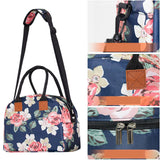 Maxbell Insulated Lunch Bag Durable Lunch Box for Camping Outdoor Travel Dark Blue Rose