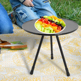 Maxbell Triangular Round Table Collapsible Stable Furniture for Picnic Fishing Beach Black