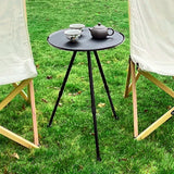 Maxbell Triangular Round Table Collapsible Stable Furniture for Picnic Fishing Beach Black