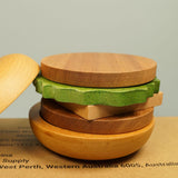 Maxbell Portable Wooden Burger Coaster Set Ornament Handmade Solid for Snack Kitchen