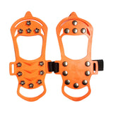Maxbell 11 Spikes Crampons Durable Ice Cleats for Fishing Outdoor Activities Walking Orange Small