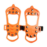 Maxbell 11 Spikes Crampons Durable Ice Cleats for Fishing Outdoor Activities Walking Orange Large