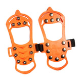 Maxbell 11 Spikes Crampons Durable Ice Cleats for Fishing Outdoor Activities Walking Orange Large