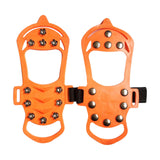 Maxbell 11 Spikes Crampons Durable Ice Cleats for Fishing Outdoor Activities Walking Orange Large