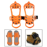 Maxbell 11 Spikes Crampons Durable Ice Cleats for Fishing Outdoor Activities Walking Orange Large