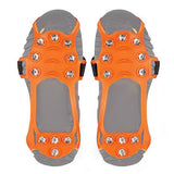 Maxbell 11 Spikes Crampons Durable Ice Cleats for Fishing Outdoor Activities Walking Orange Large