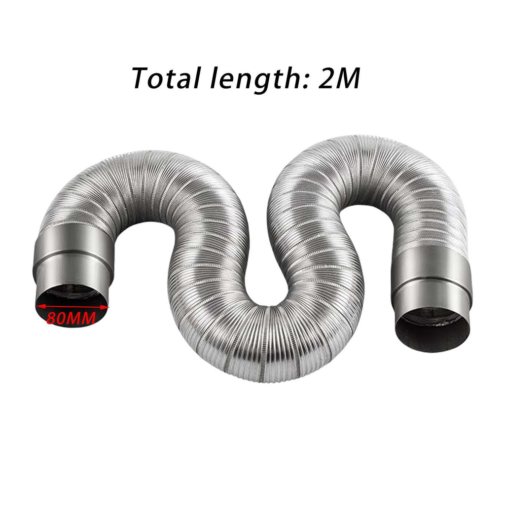 Maxbell Gas Water Heater Exhaust Pipe Strong Aluminum 2M Vent Pipe  Extension Duct 80mm