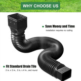 Maxbell Downspout Extended Drain Pipe Extension Garden Drainage Connector Home Black