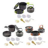 Maxbell Camping Cooking Set Teapot and Pans Utensils Tableware for Dinner green