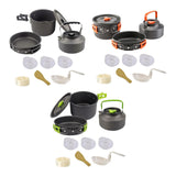 Maxbell Camping Cooking Set Teapot and Pans Utensils Tableware for Dinner green