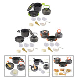 Maxbell Camping Cooking Set Teapot and Pans Utensils Tableware for Dinner green