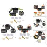 Maxbell Camping Cooking Set Teapot and Pans Utensils Tableware for Dinner green