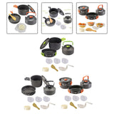 Maxbell Camping Cooking Set Teapot and Pans Utensils Tableware for Dinner green