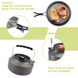Maxbell Camping Cooking Set Teapot and Pans Utensils Tableware for Dinner green