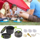 Maxbell Camping Cooking Set Teapot and Pans Utensils Tableware for Dinner green