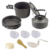 Maxbell Camping Cooking Set Teapot and Pans Utensils Tableware for Dinner black