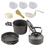 Maxbell Camping Cooking Set Teapot and Pans Utensils Tableware for Dinner black