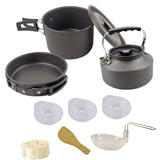 Maxbell Camping Cooking Set Teapot and Pans Utensils Tableware for Dinner black