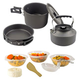 Maxbell Camping Cooking Set Teapot and Pans Utensils Tableware for Dinner black