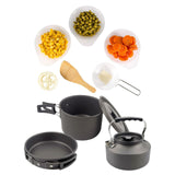 Maxbell Camping Cooking Set Teapot and Pans Utensils Tableware for Dinner black