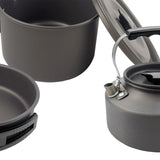 Maxbell Camping Cooking Set Teapot and Pans Utensils Tableware for Dinner black