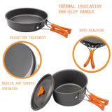 Maxbell Camping Cooking Set Teapot and Pans Utensils Tableware for Dinner orange