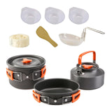 Maxbell Camping Cooking Set Teapot and Pans Utensils Tableware for Dinner orange