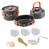 Maxbell Camping Cooking Set Teapot and Pans Utensils Tableware for Dinner orange