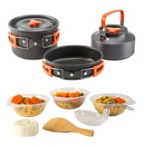 Maxbell Camping Cooking Set Teapot and Pans Utensils Tableware for Dinner orange
