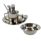 Maxbell Portable Camping Cutlery Set Stainless Steel Plate 18cm, 300ml Mug Reusable