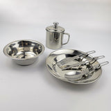 Maxbell Portable Camping Cutlery Set Stainless Steel Plate 18cm, 300ml Mug Reusable