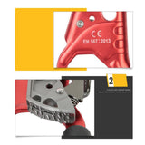 Maxbell Climbing Rope Ascender Tool for 8mm-12mm Rope Rappelling Rock Climbing Red Left Hand