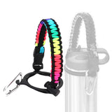 Maxbell Wide Mouth Bottle Paracord Handle Cord Braided Rope 12/18/21/24/32/40/64oz Rainbow