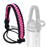 Maxbell Wide Mouth Bottle Paracord Handle Cord Braided Rope 12/18/21/24/32/40/64oz Black and Pink